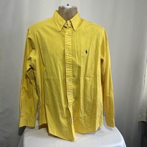 Ralph Lauren Shirt Mens Sz L Oxford Button Down Polo Pony Yellow Long Sleeves